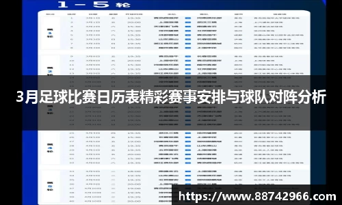 3月足球比赛日历表精彩赛事安排与球队对阵分析